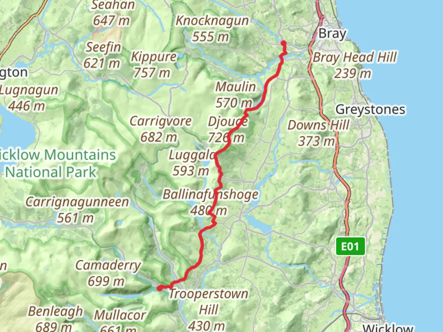 An image depicting the trail Enniskerry to Glendalough and its surrounding area.