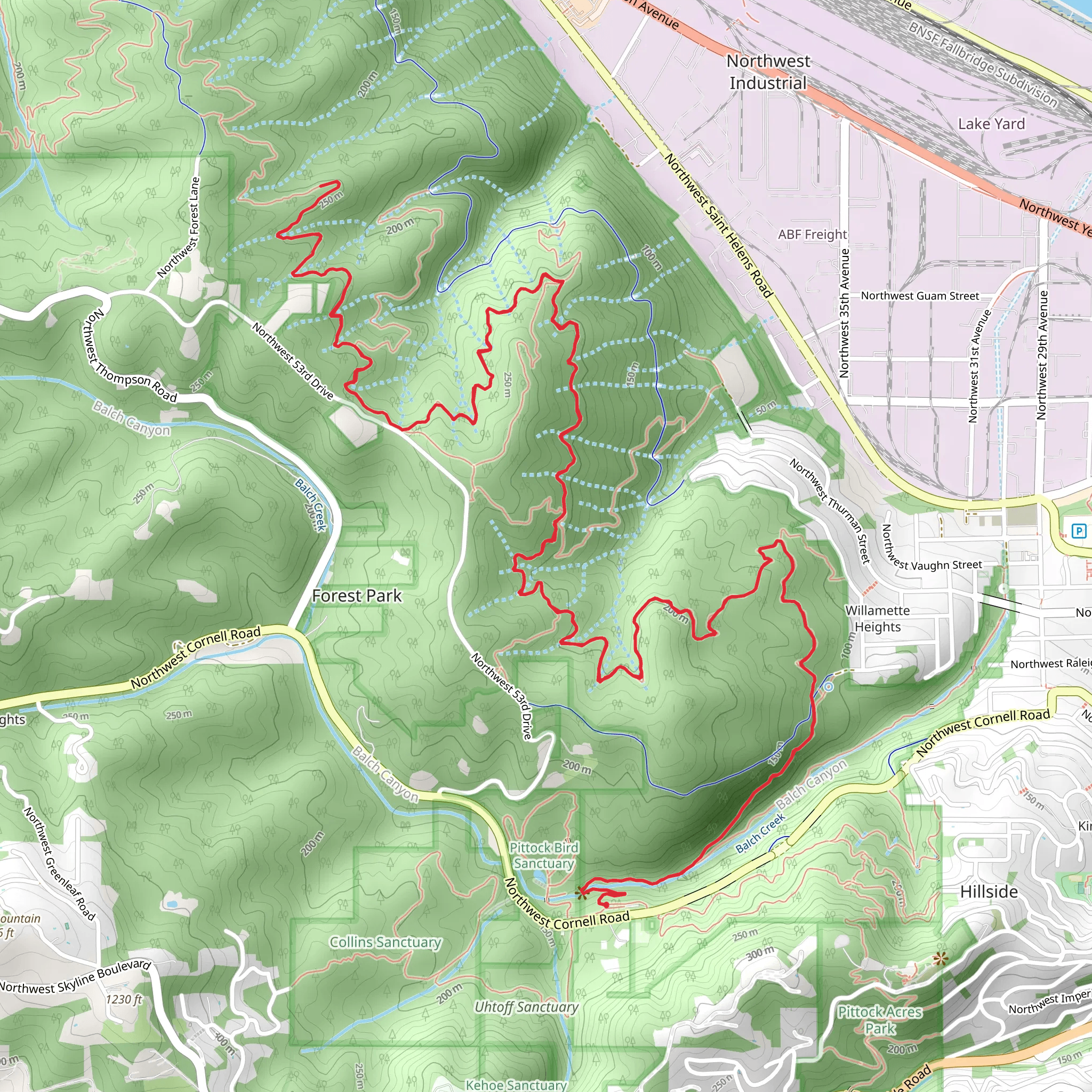 Wildwood Trail from Northwest Cornell Road mobile static map