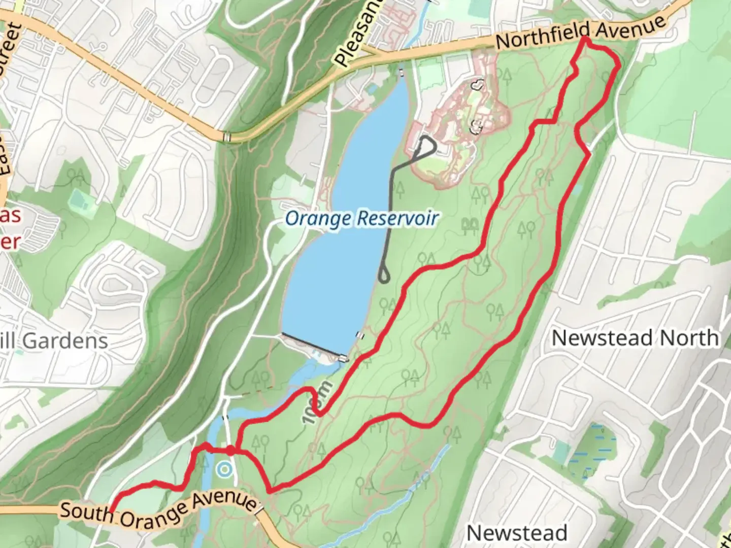 An image depicting the trail Hillspur, Zoo and Lenape Loop Trail and its surrounding area.