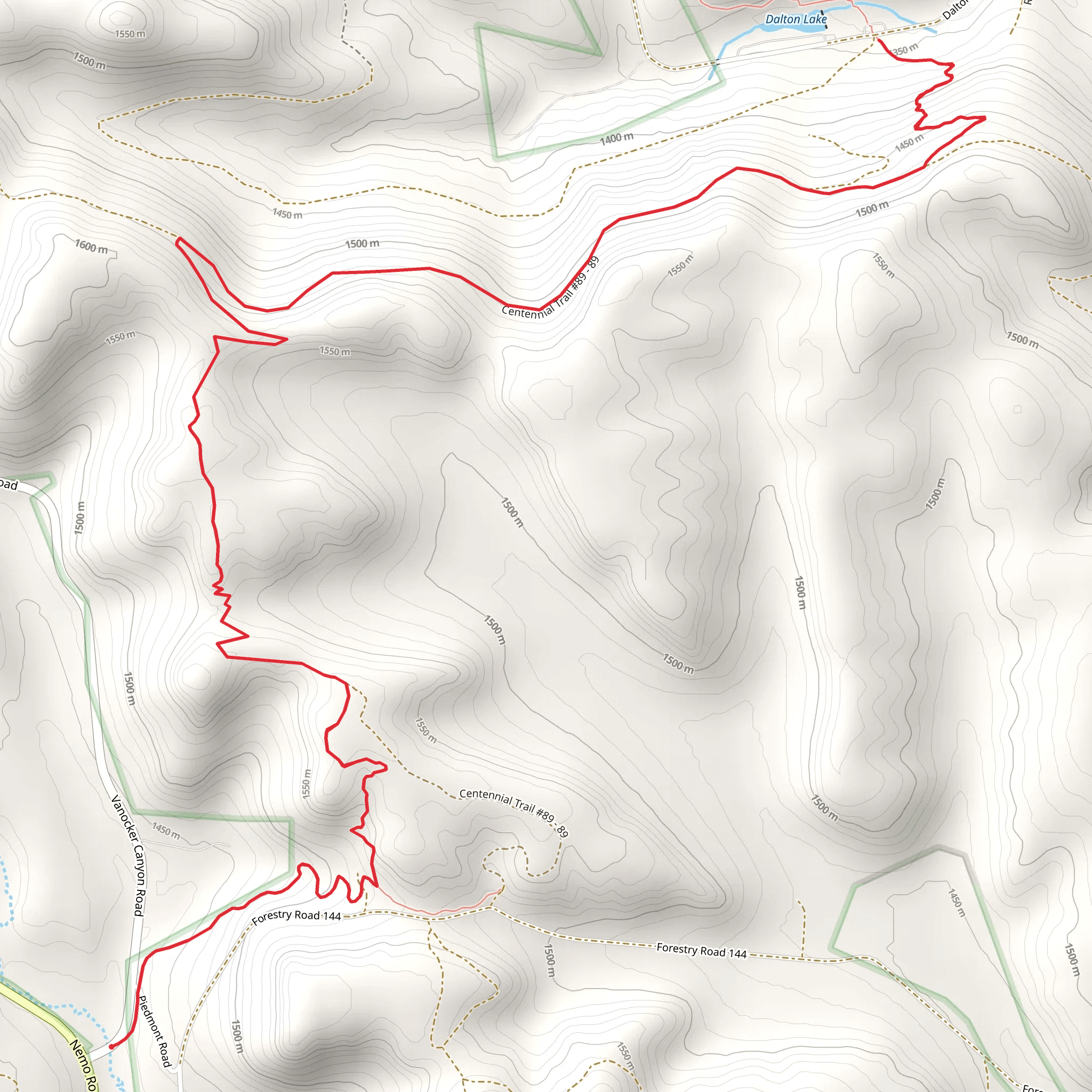 Centennial Trail from Vanocker Canyon Road mobile static map