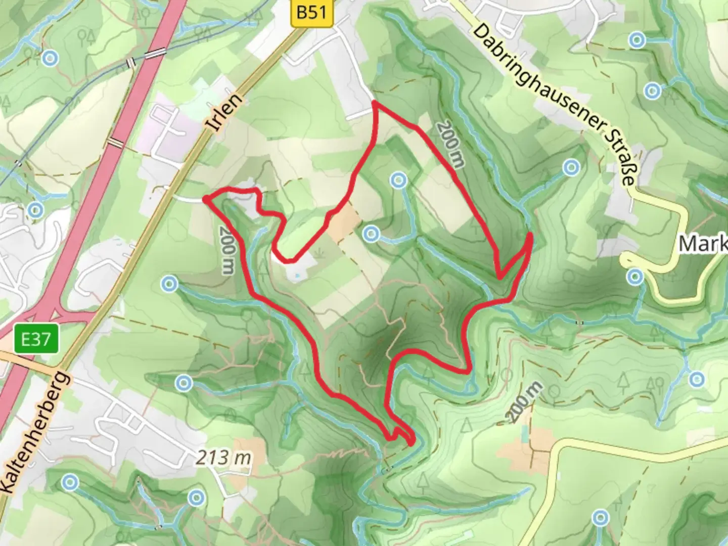 An image depicting the trail Bellinghausen and Kämpchen Loop and its surrounding area.