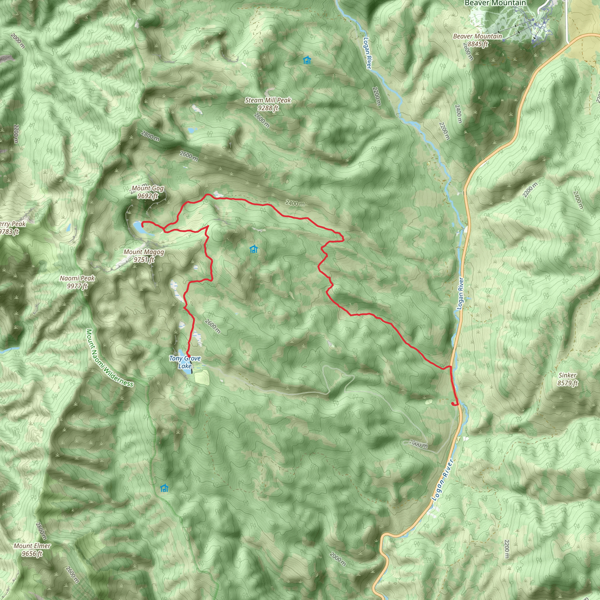 White Pine Lake and White Pines Bunchgrass Canyon Trail mobile static map