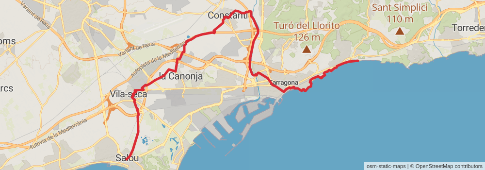GR 92 Sendero del Mediterráneo Cataluña stage 26 Map