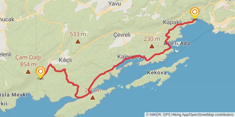 Lycian Way stage 13 Map