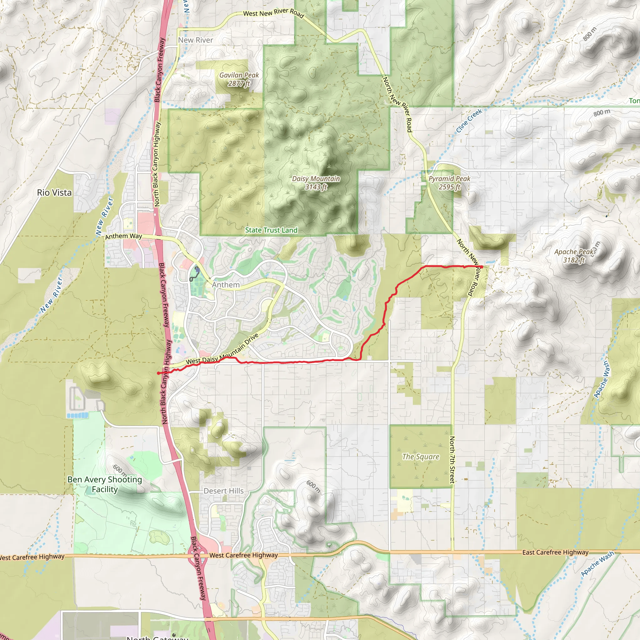 Maricopa Trail from North Pioneer Road mobile static map