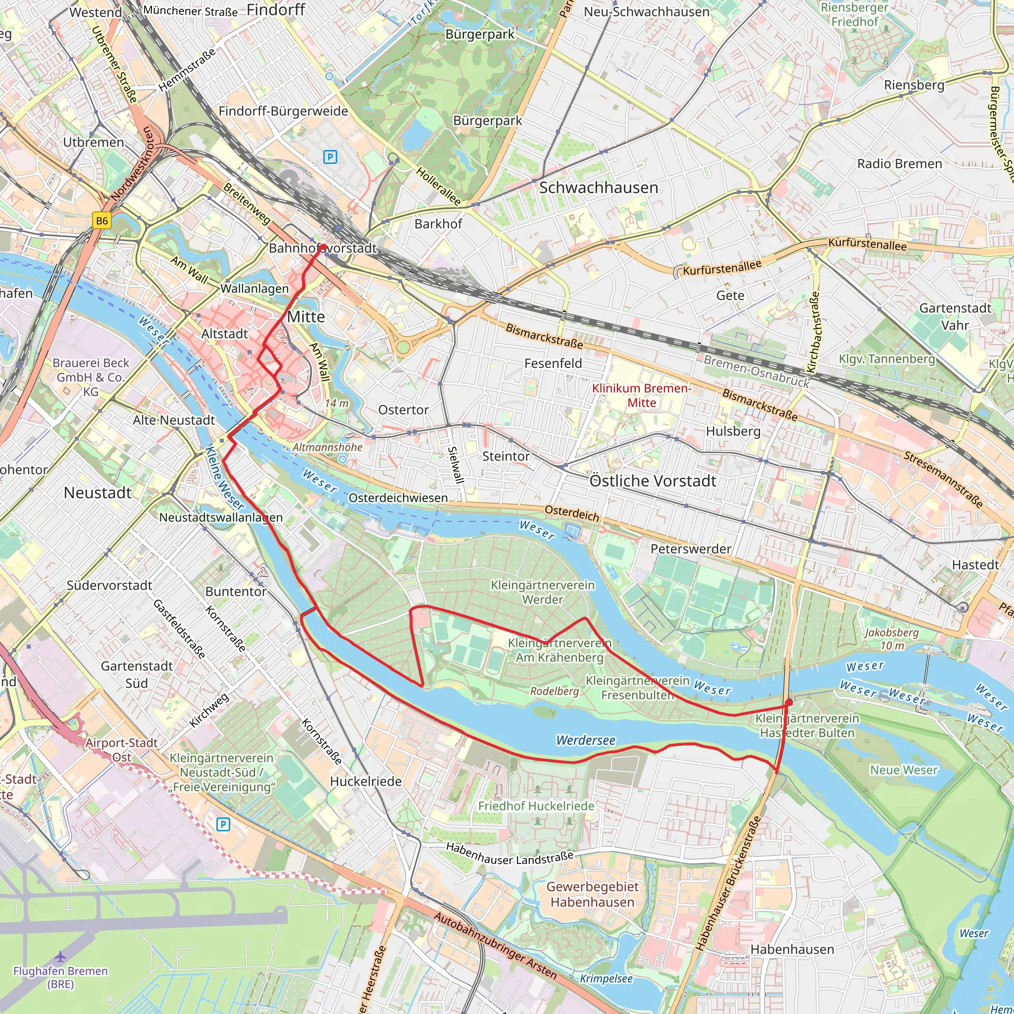 Werdersee via W Weserweg mobile static map