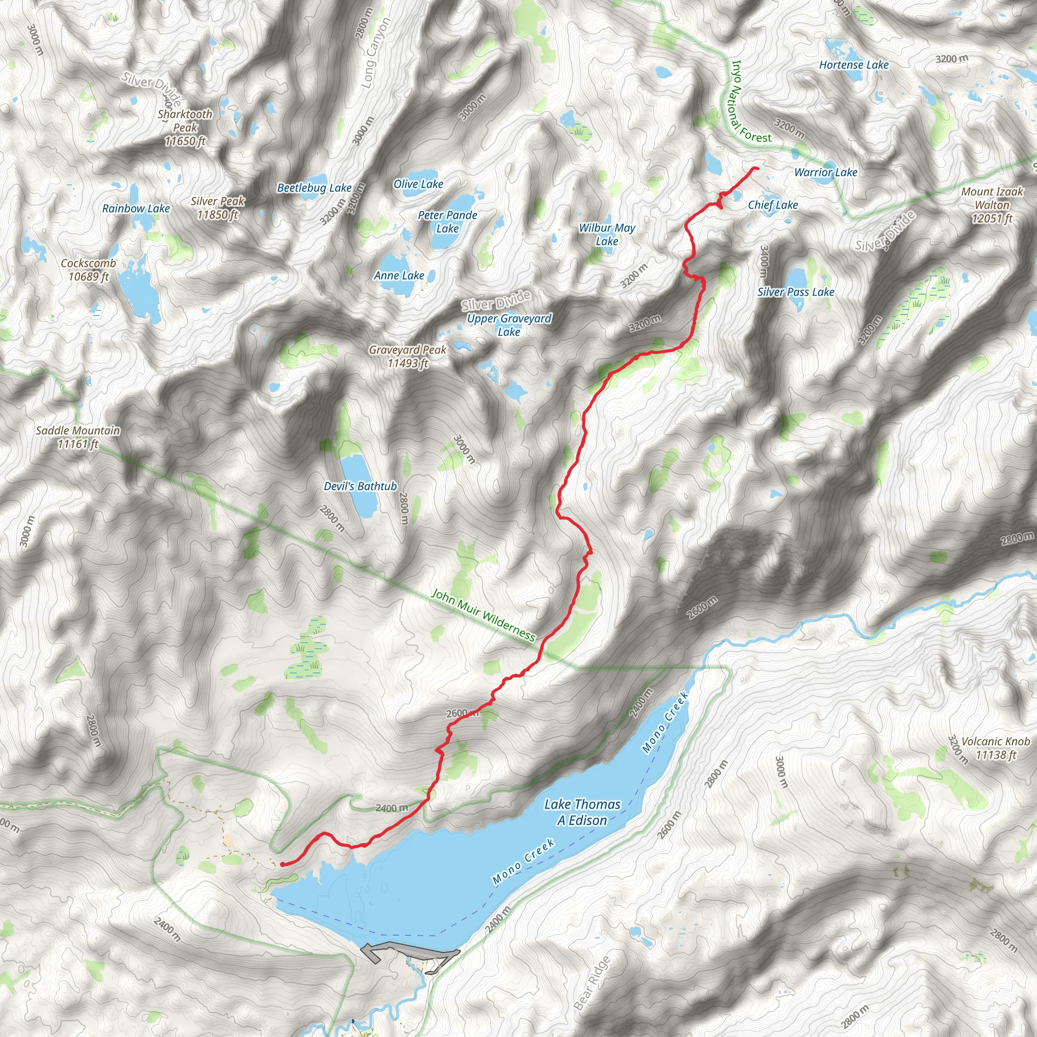 Goodale Pass via High Sierra Pack Station Trail mobile static map