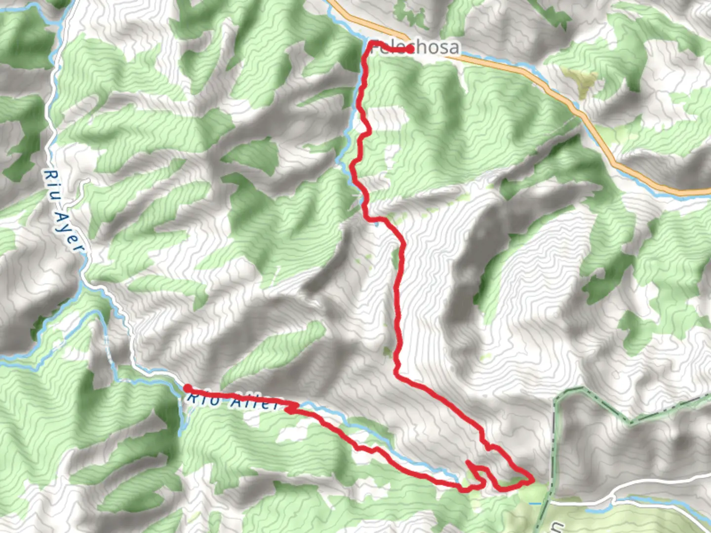 An image depicting the trail Route of the Foces del Río Pino and its surrounding area.