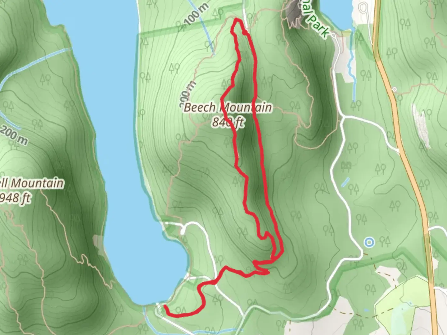 An image depicting the trail Beech Mountain Loop Trail and its surrounding area.