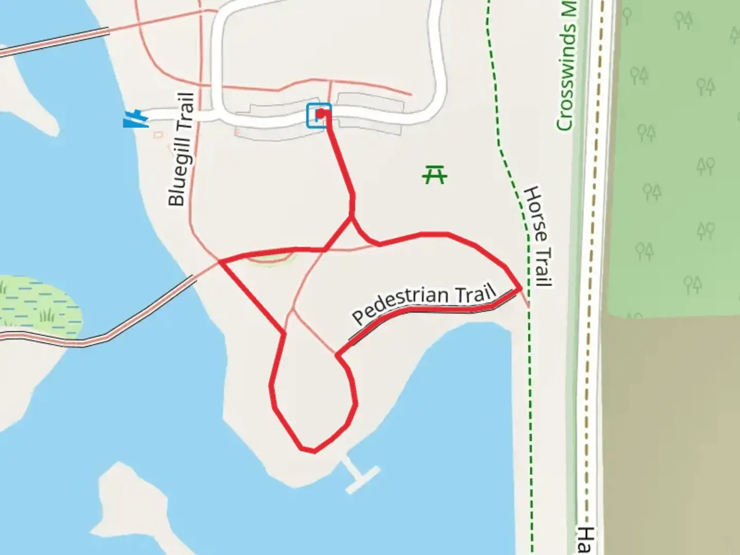 An image depicting the trail Pedestrian Loop Trail and its surrounding area.