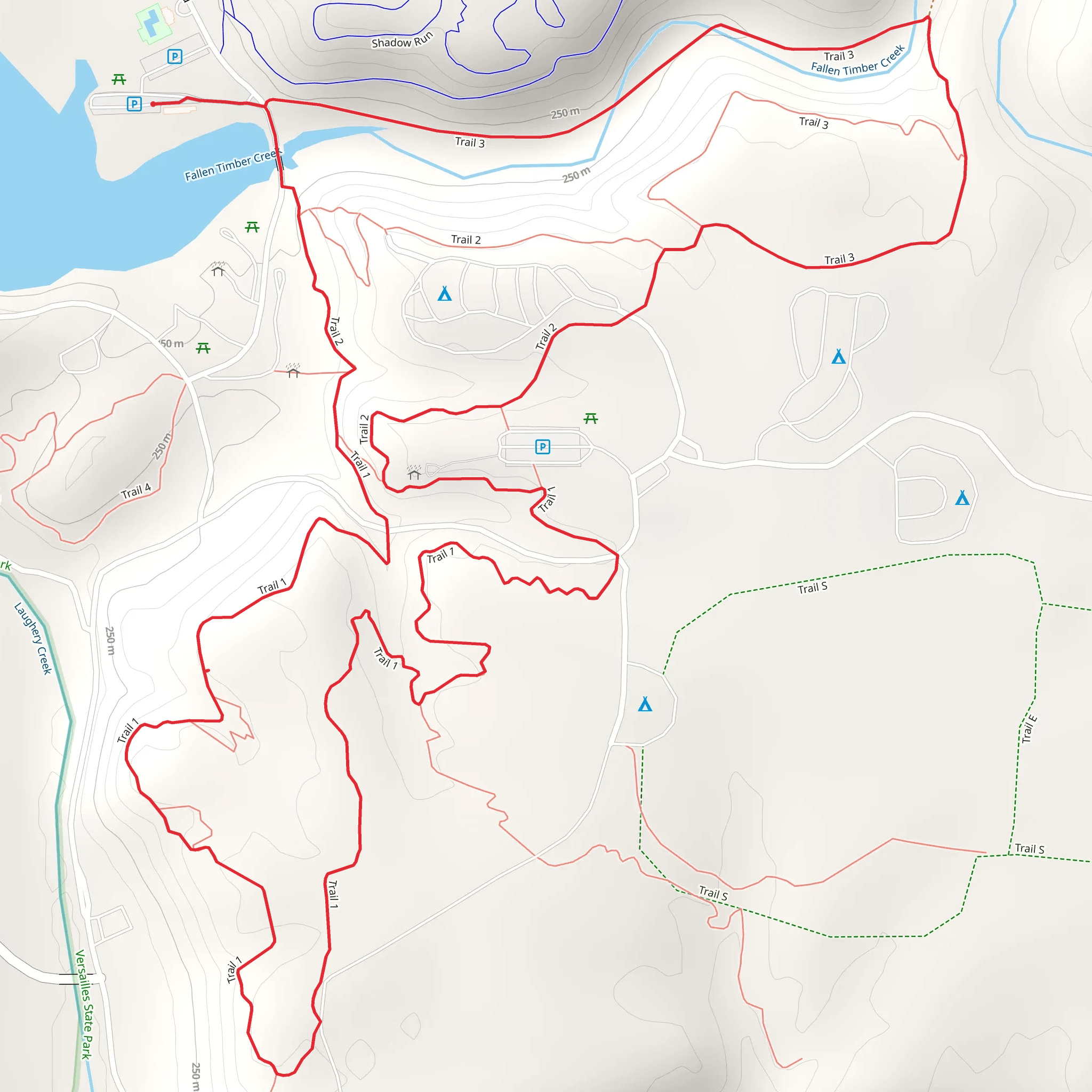 Versailles State Park Dam Loop - Loop mobile static map