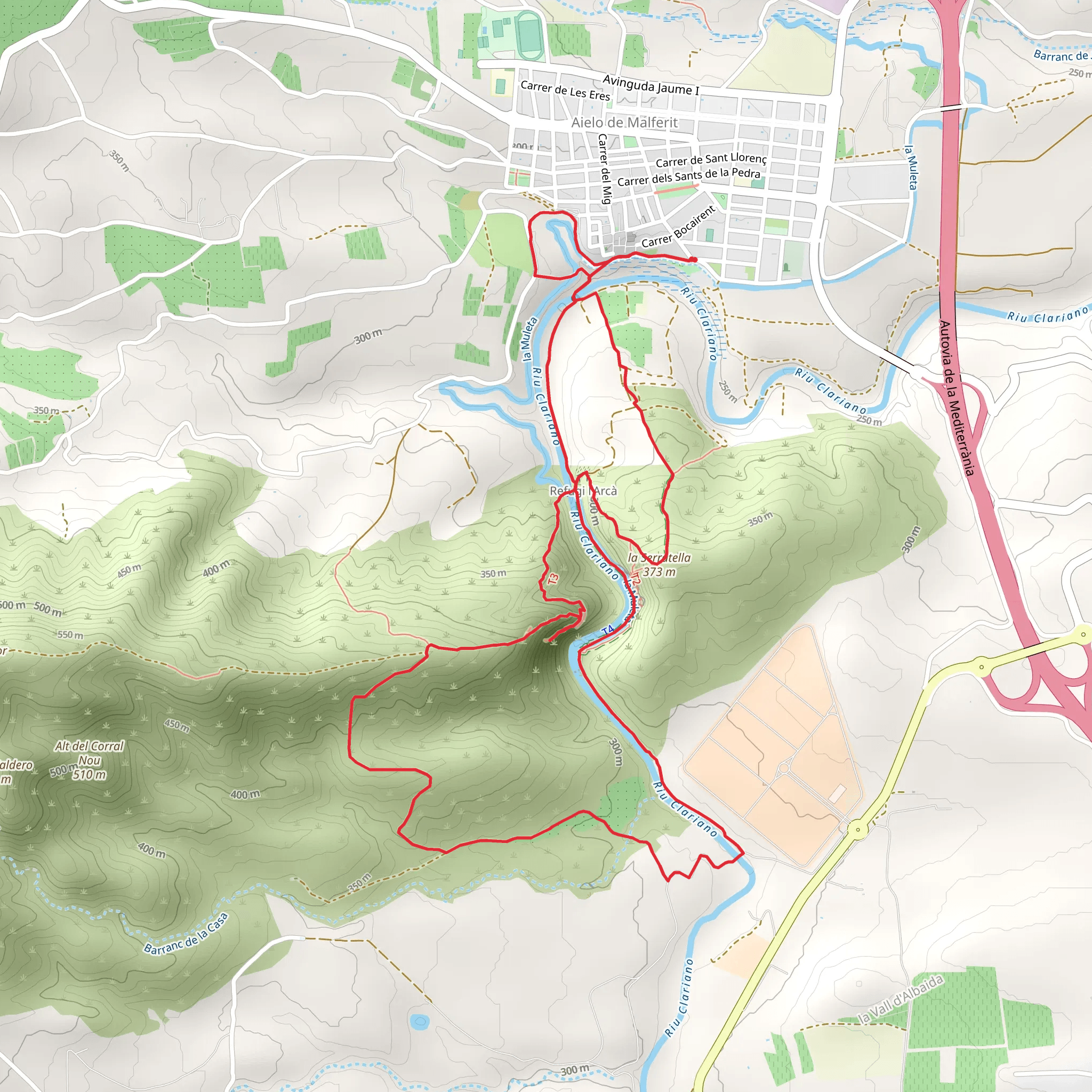 Path of the Barranc de la Fosc PR CV 435 mobile static map
