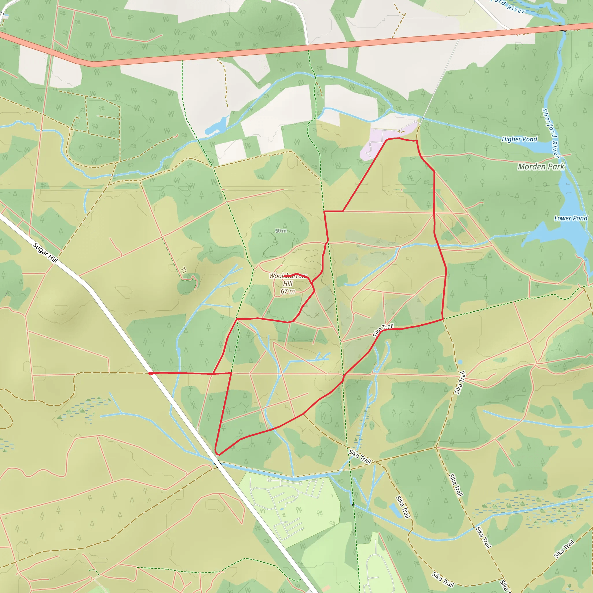 Woolsbarrow Fort and Hill and Wareham Forest via Hardy Way mobile static map