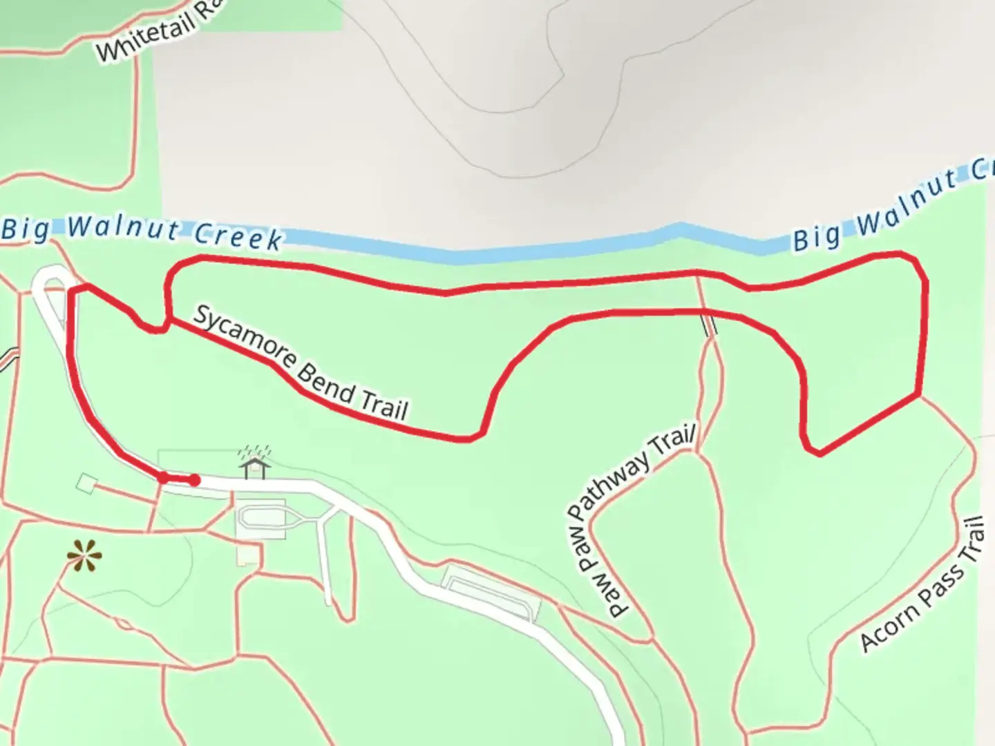 An image depicting the trail McCloud Nature Park and Sycamore Bend Trail and its surrounding area.