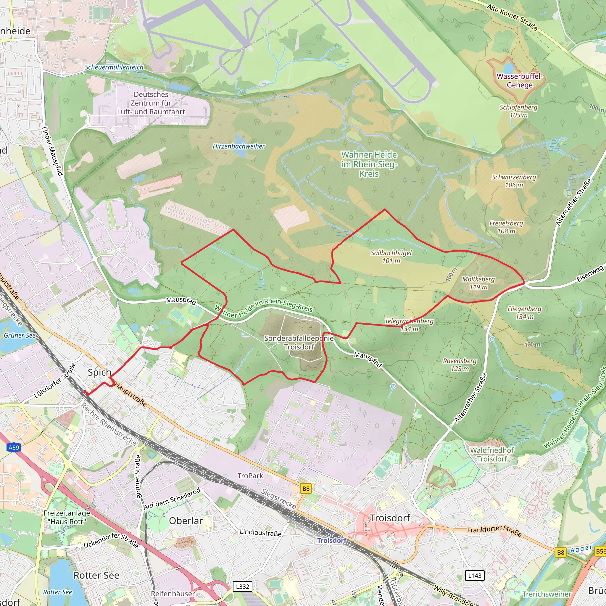 Moltkeberg and Telegraphenberg Loop via Spich mobile static map