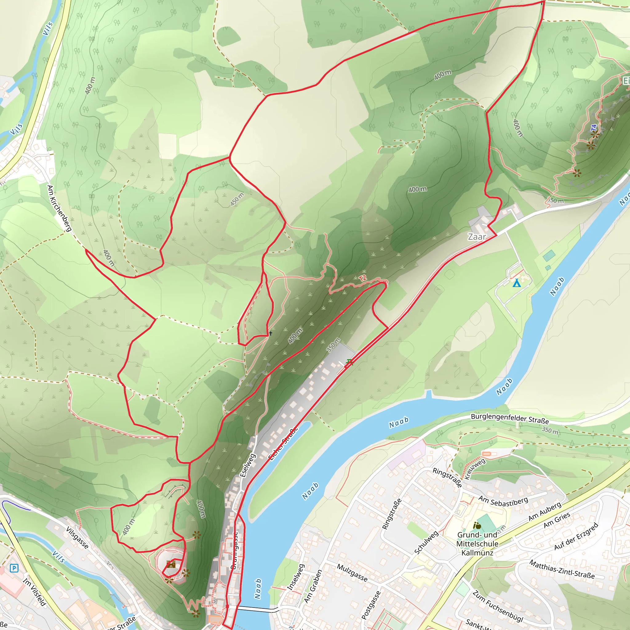Burgruine Kallmünz and Naab Walk mobile static map
