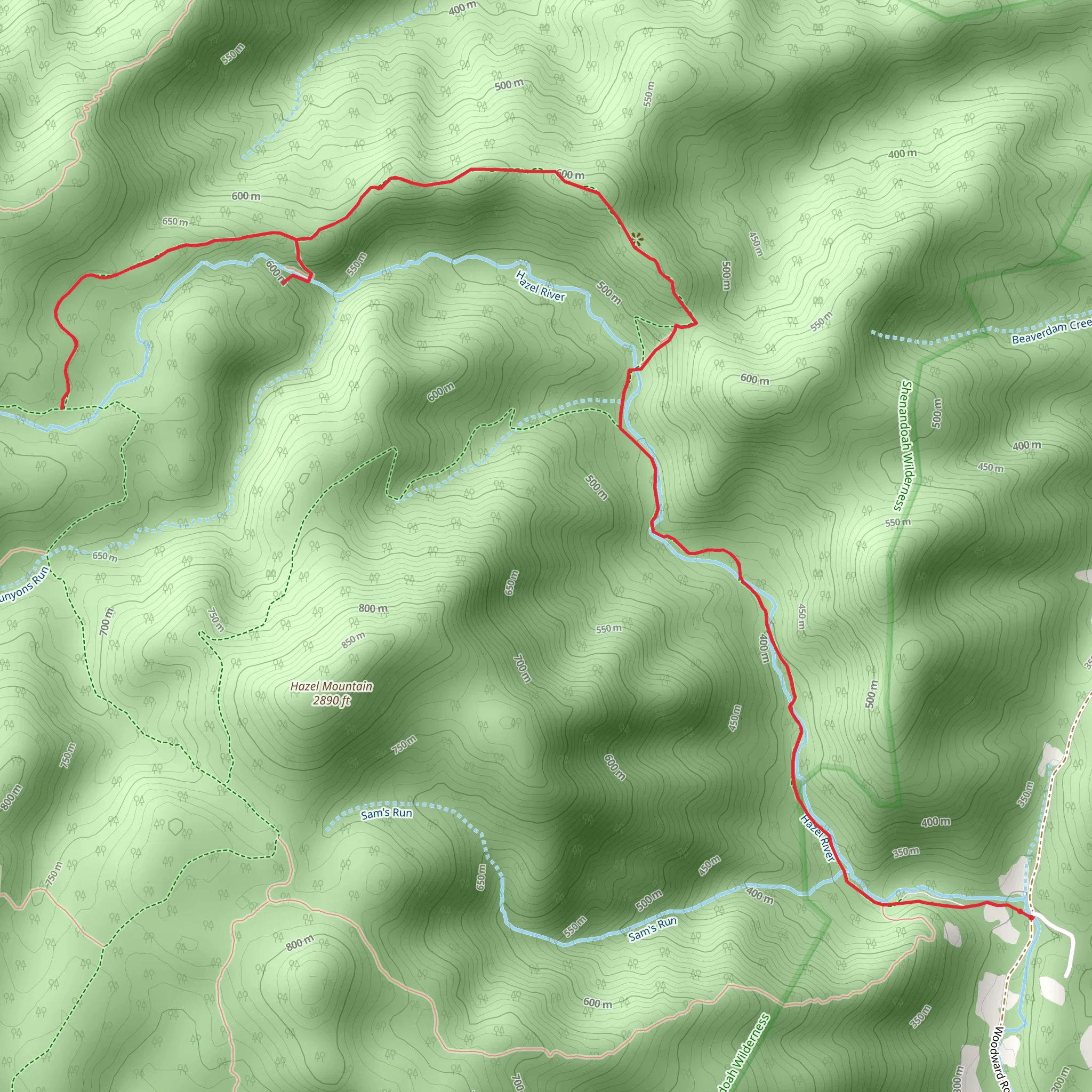 White Rocks Trail via Hazel River Trail mobile static map