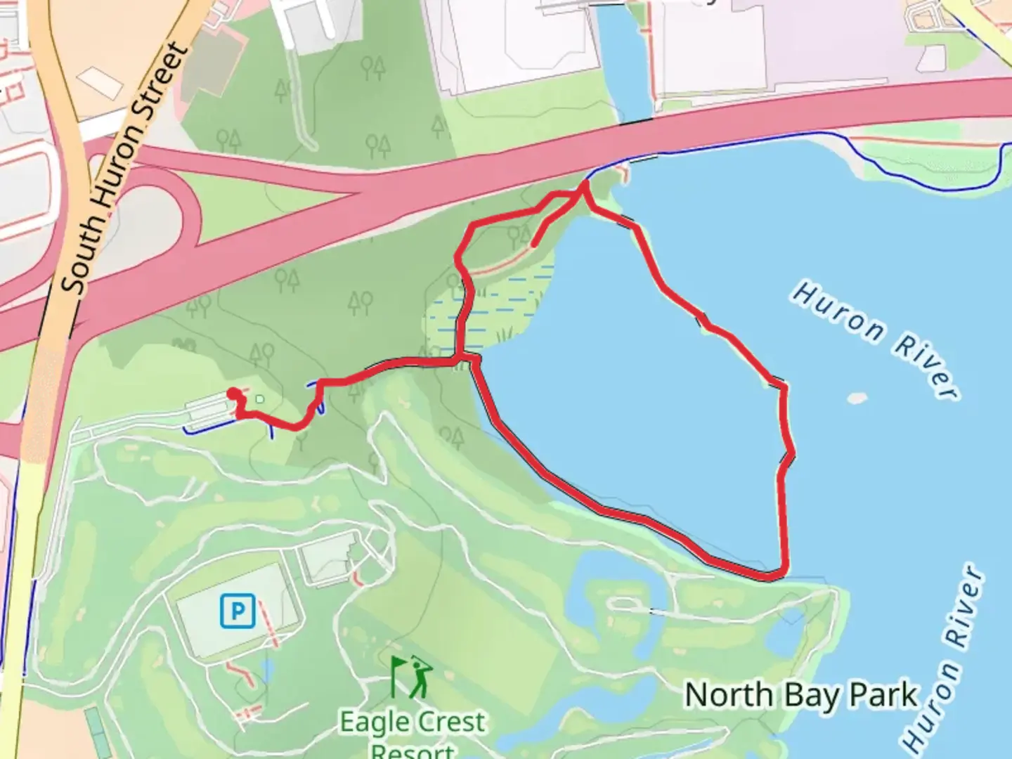 An image depicting the trail North Bay Park Loop and its surrounding area.