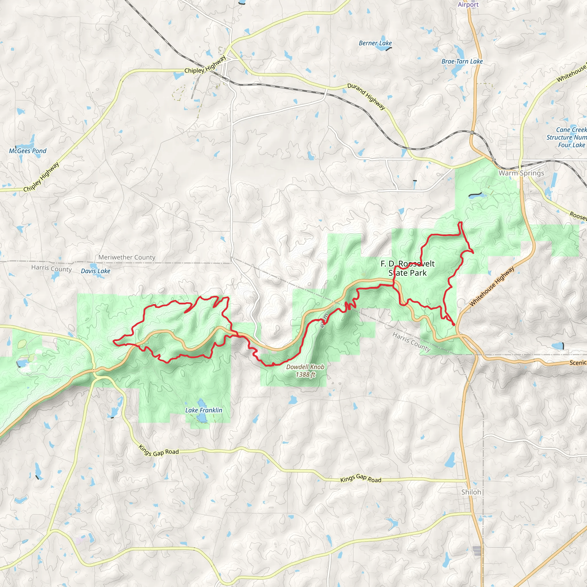 Pine Mountain, Sawtooth and Beaver Pond Loop Trail mobile static map