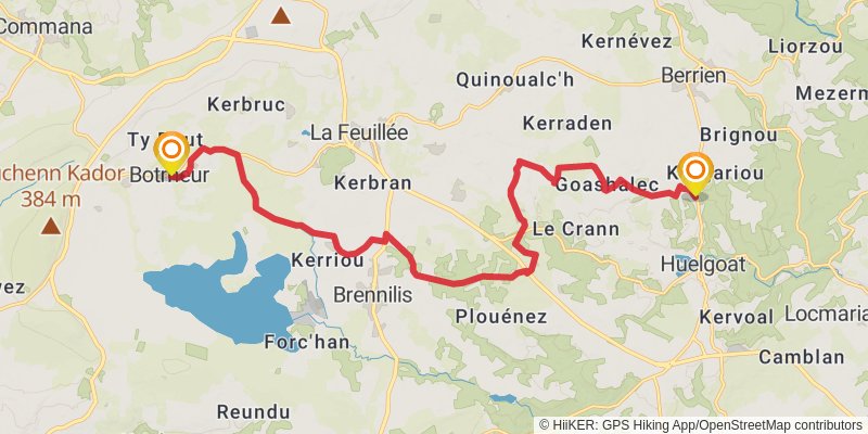GR 380 - Tour des Monts d'Arrée stage 5 Map