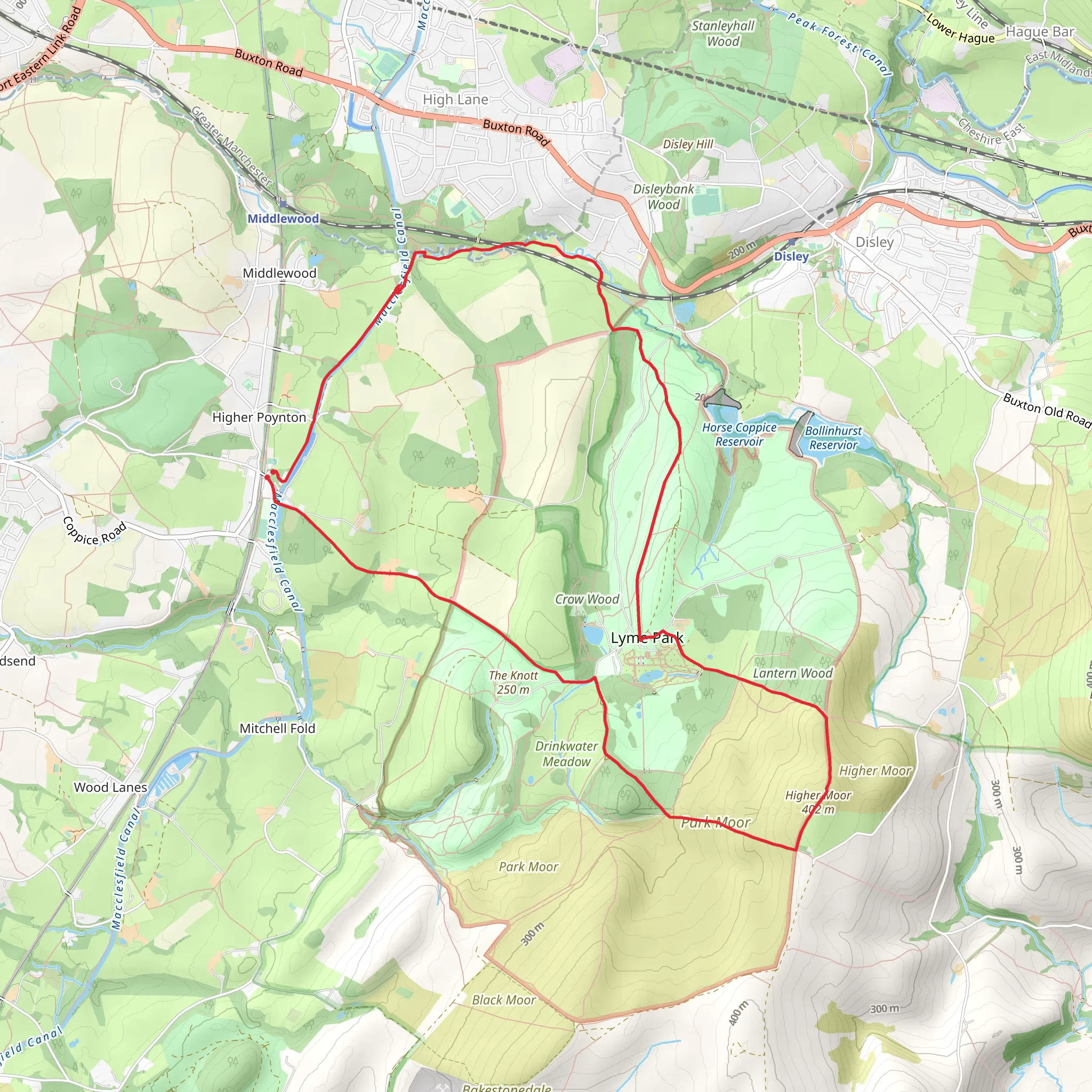 Knightslow Wood and Lyme Park mobile static map