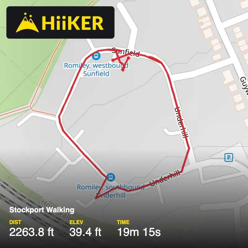 A map preview of the recording Stockport Walking.
