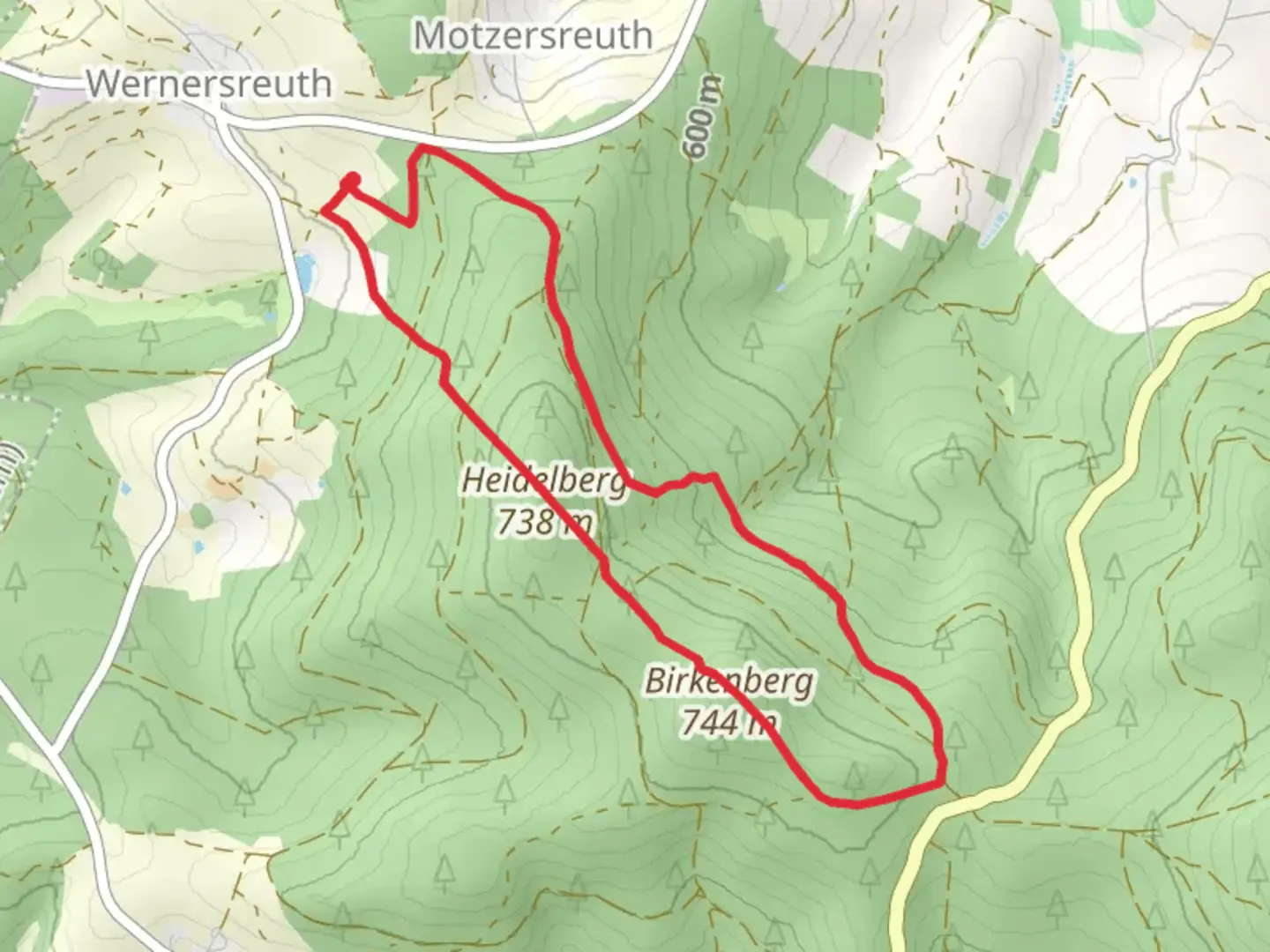An image depicting the trail Heidelberg and Ringelfelsen via Rinnlstein Rundweg and its surrounding area.