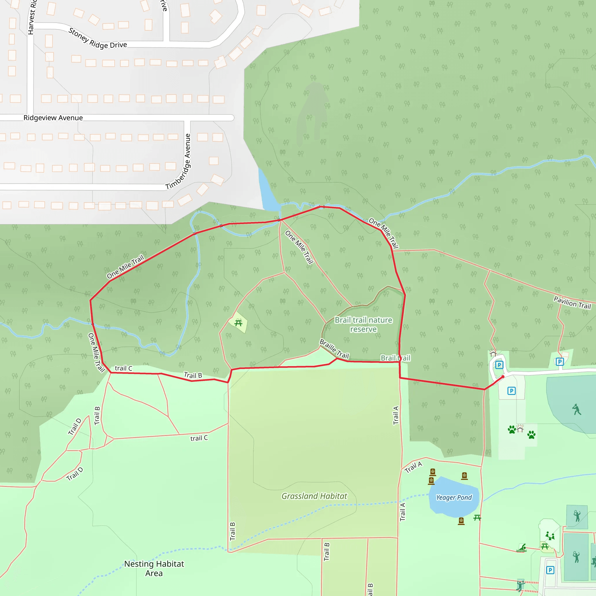 One Mile Loop Trail mobile static map