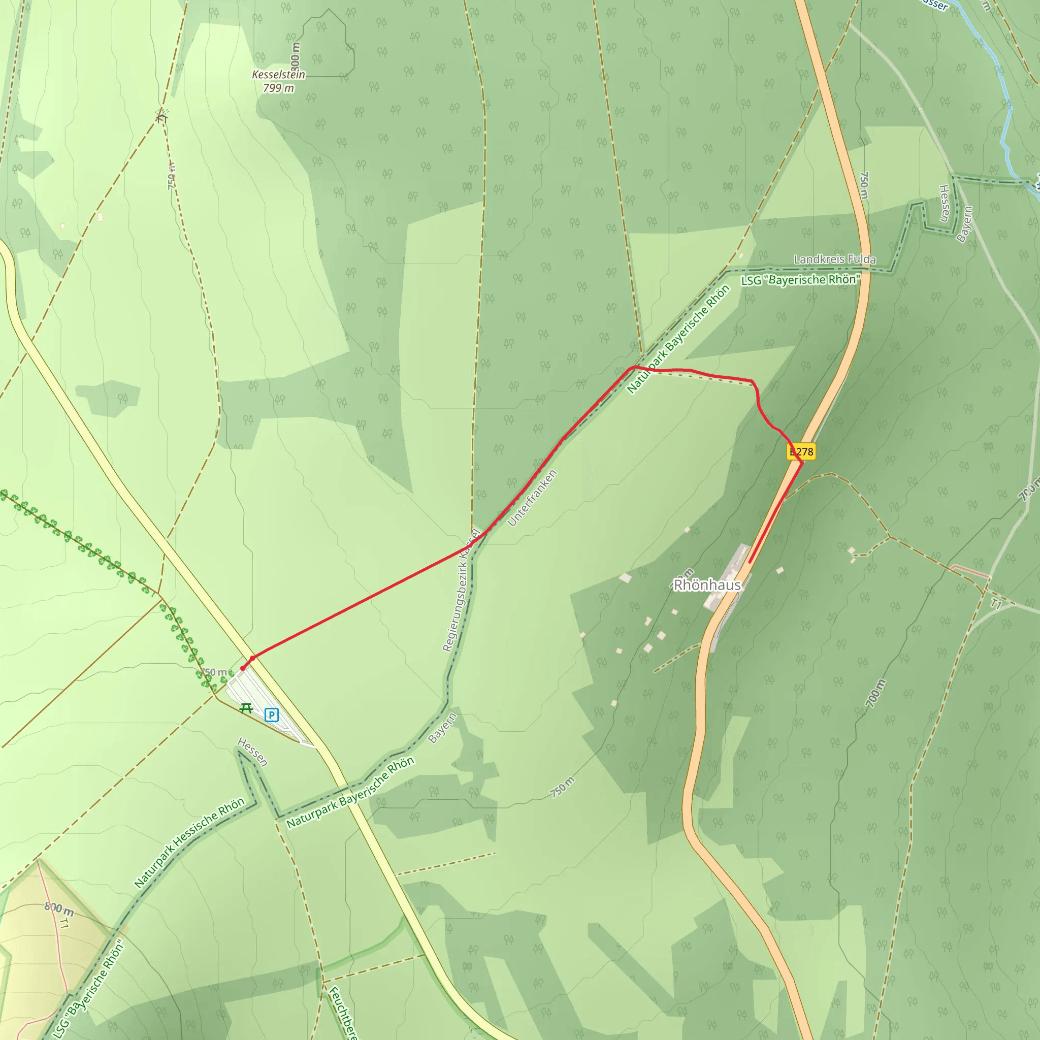 Rhönhäus Walk via Schwedenwall Heidelstein mobile static map