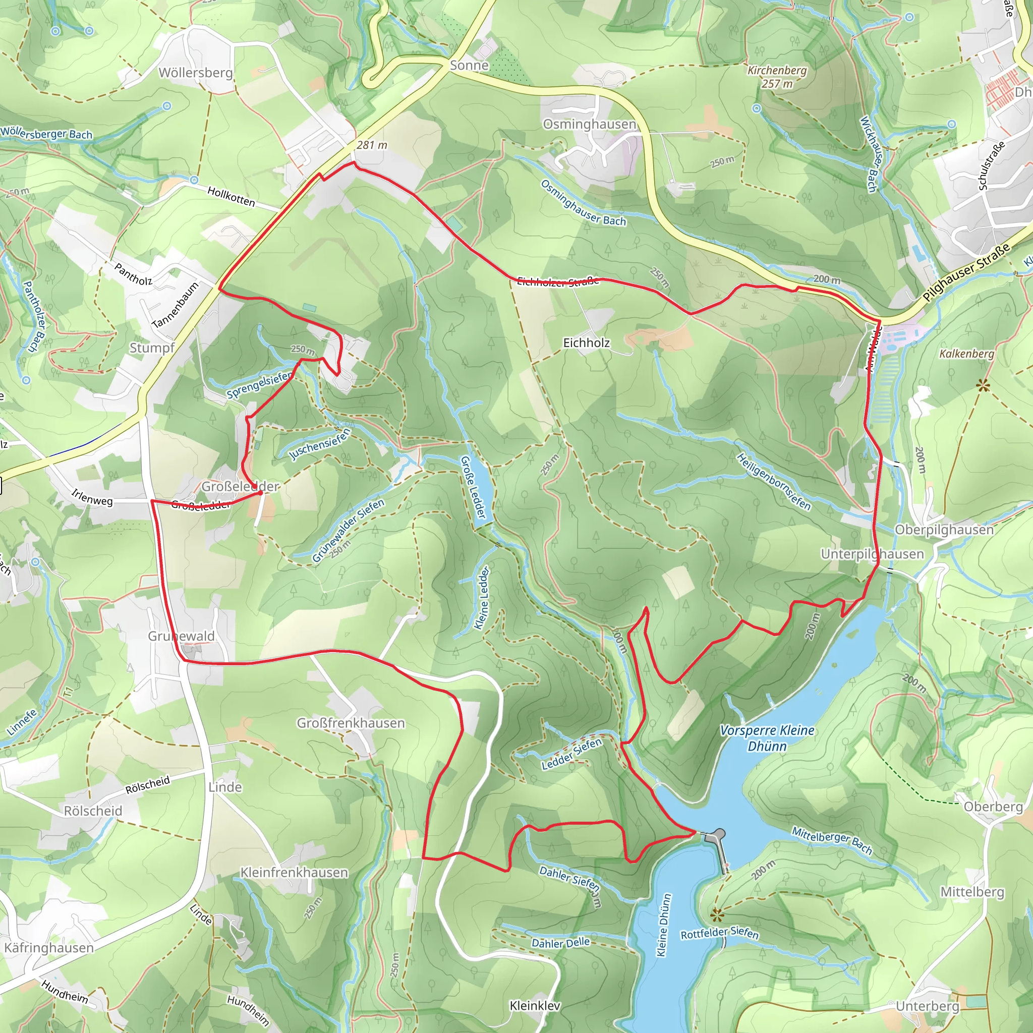 Vorsperre Kleine Dhuenn via Kirchweg mobile static map