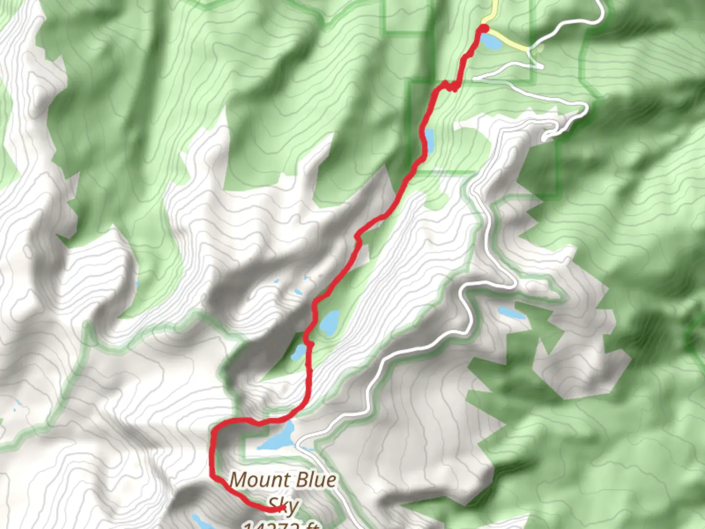 An image depicting the trail Mount Evans and Mount Spalding via Chicago Lakes Trail and its surrounding area.