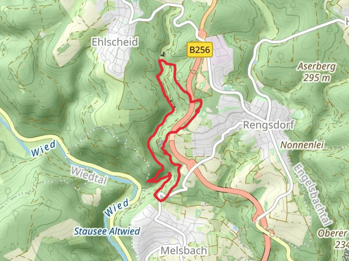 An image depicting the trail Laubach Wasserfall and Almblick via Waeller Toue Klosterweg and its surrounding area.