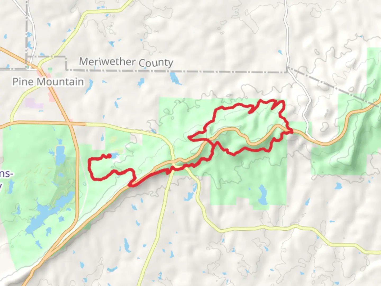 An image depicting the trail Mountain Creek Nature, Pine Mountain and Sawtooth Loop Trail and its surrounding area.