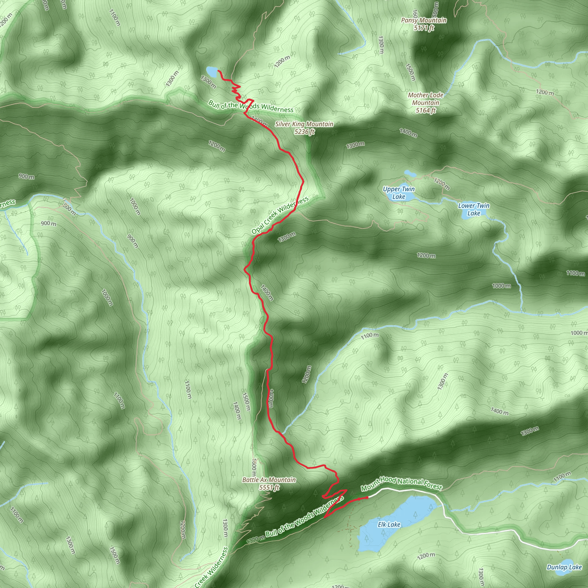 Silver King Lake via Bagby Lake Trail mobile static map