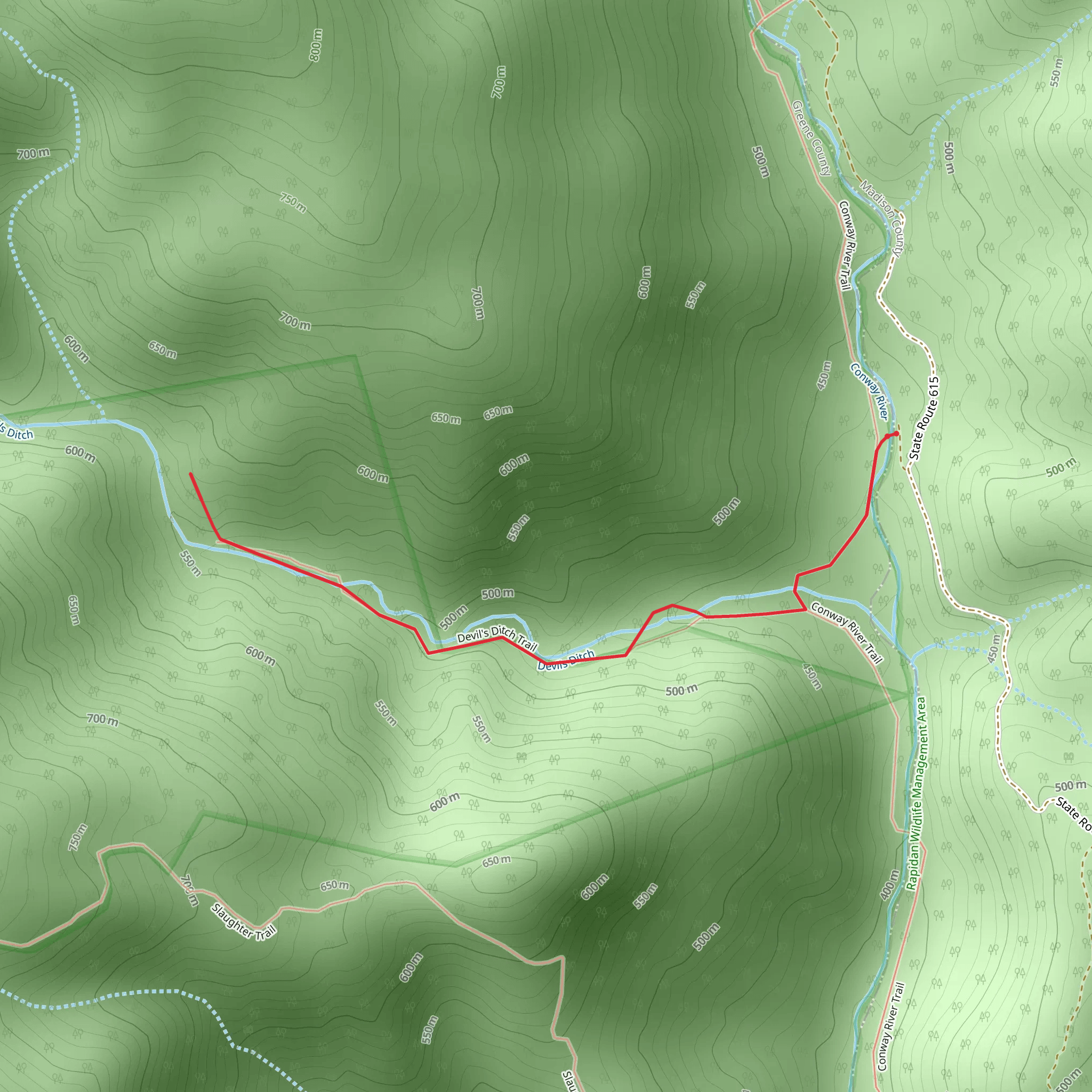 Devils Ditch Hunter Access Trail mobile static map