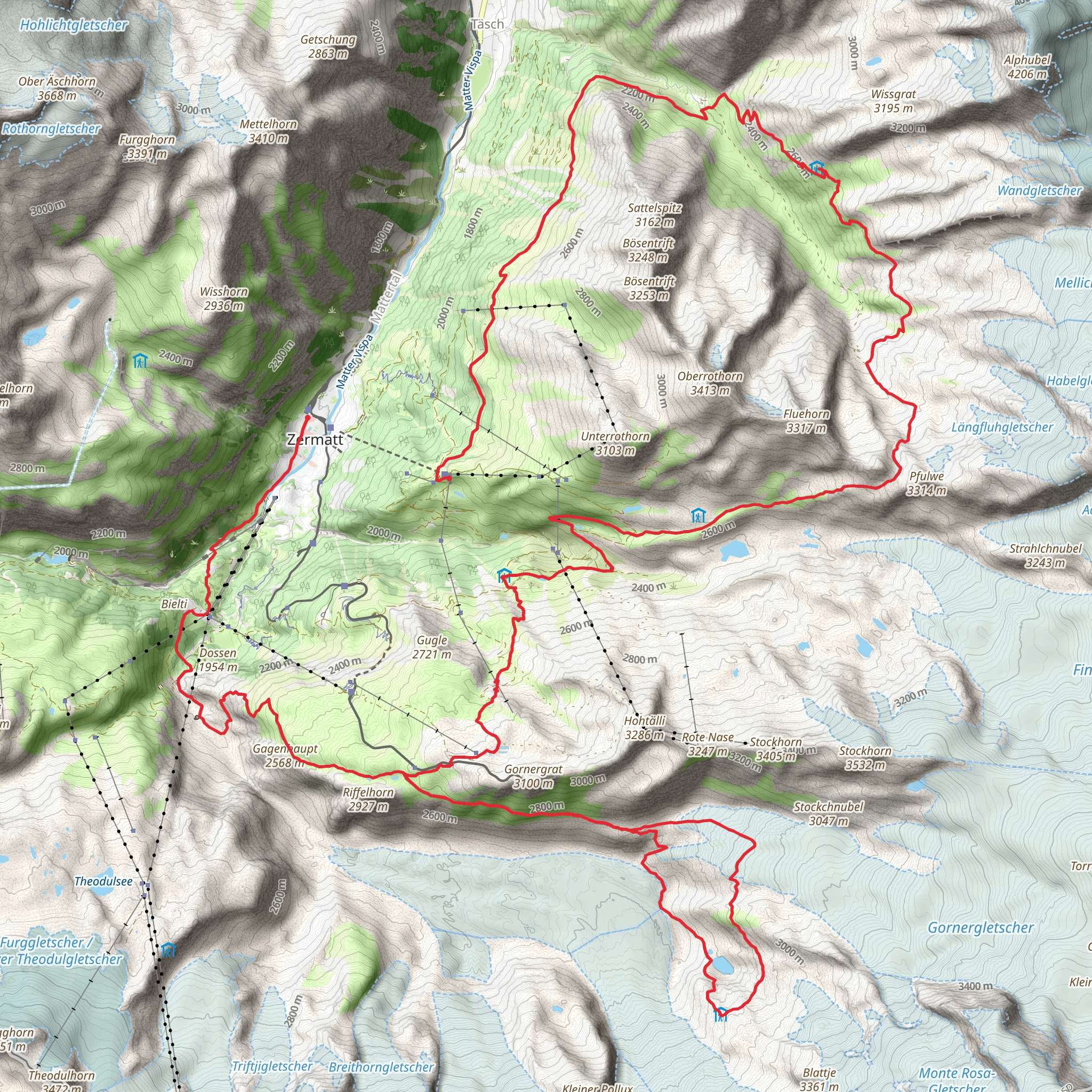 Monte Rosa Trek mobile static map