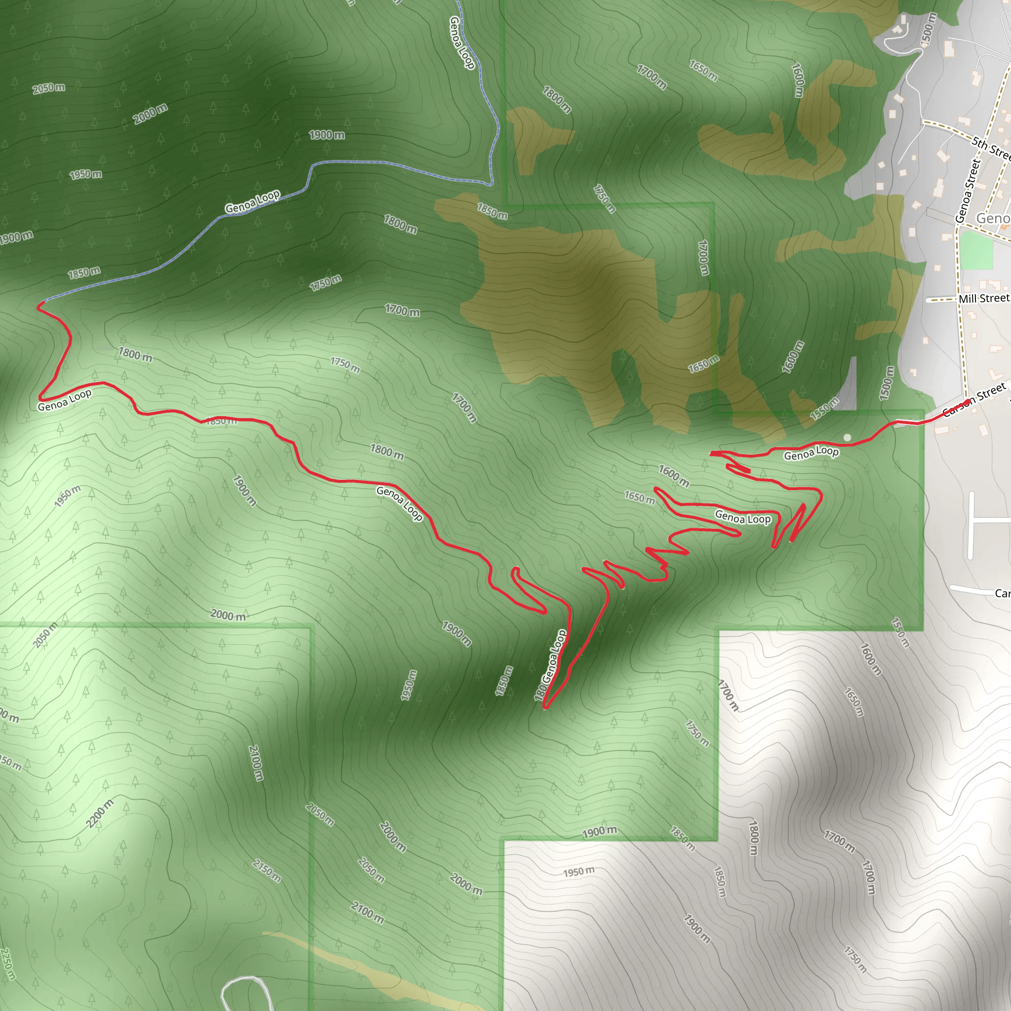 Discovery Trail via Lower Genoa Canyon mobile static map