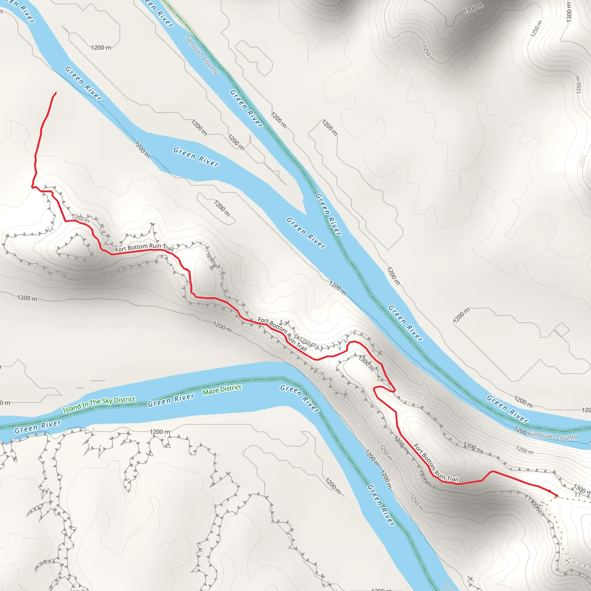 Fort Bottom Ruins Trail mobile static map