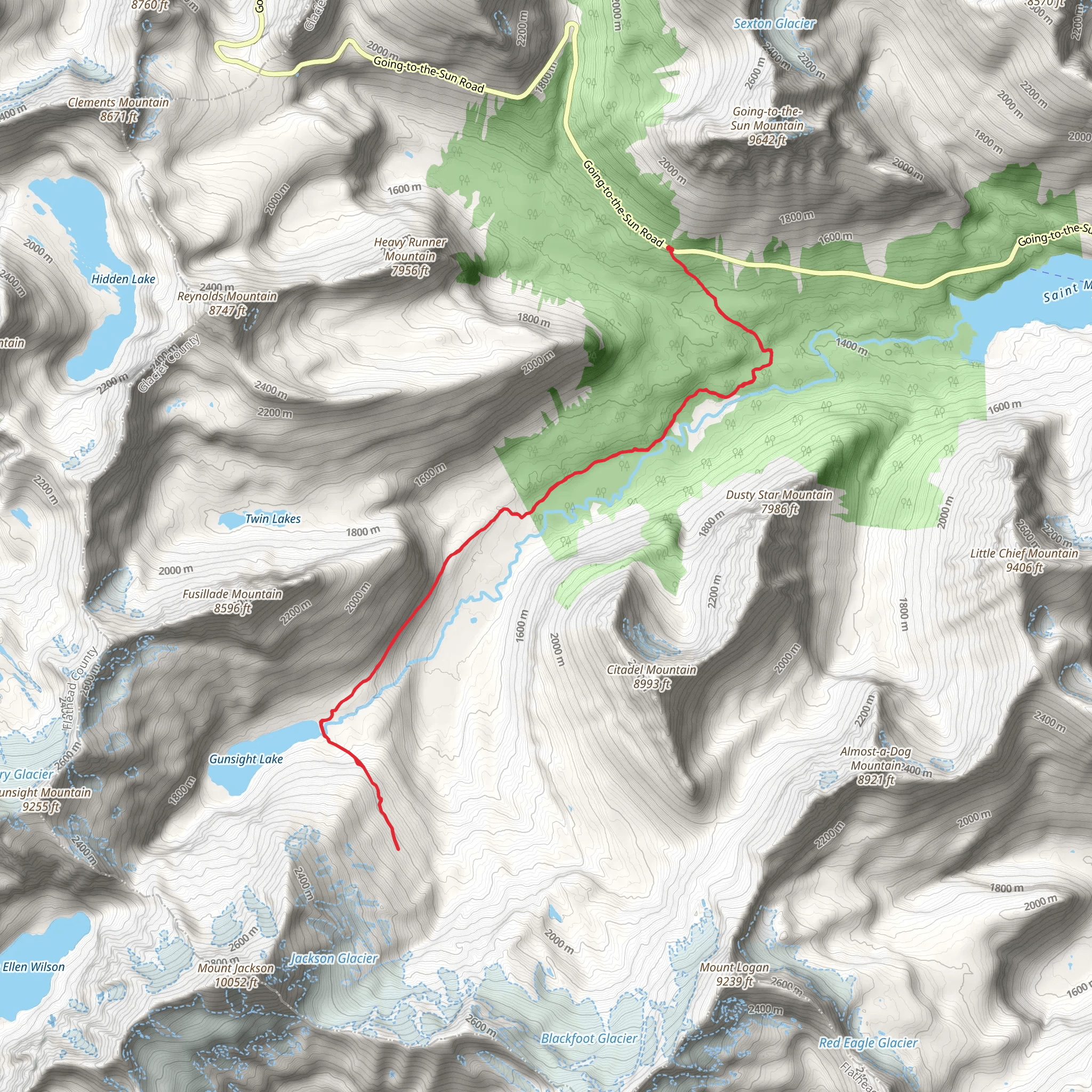 Gunsight Lake and Gunsight Pass Trail mobile static map