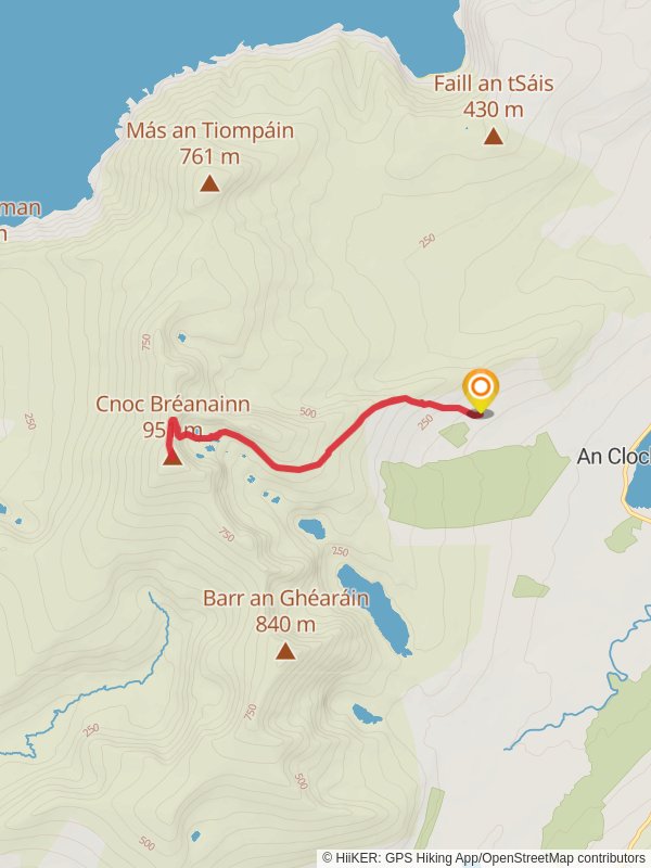 Map of Mount Brandon from Faha, County Kerry