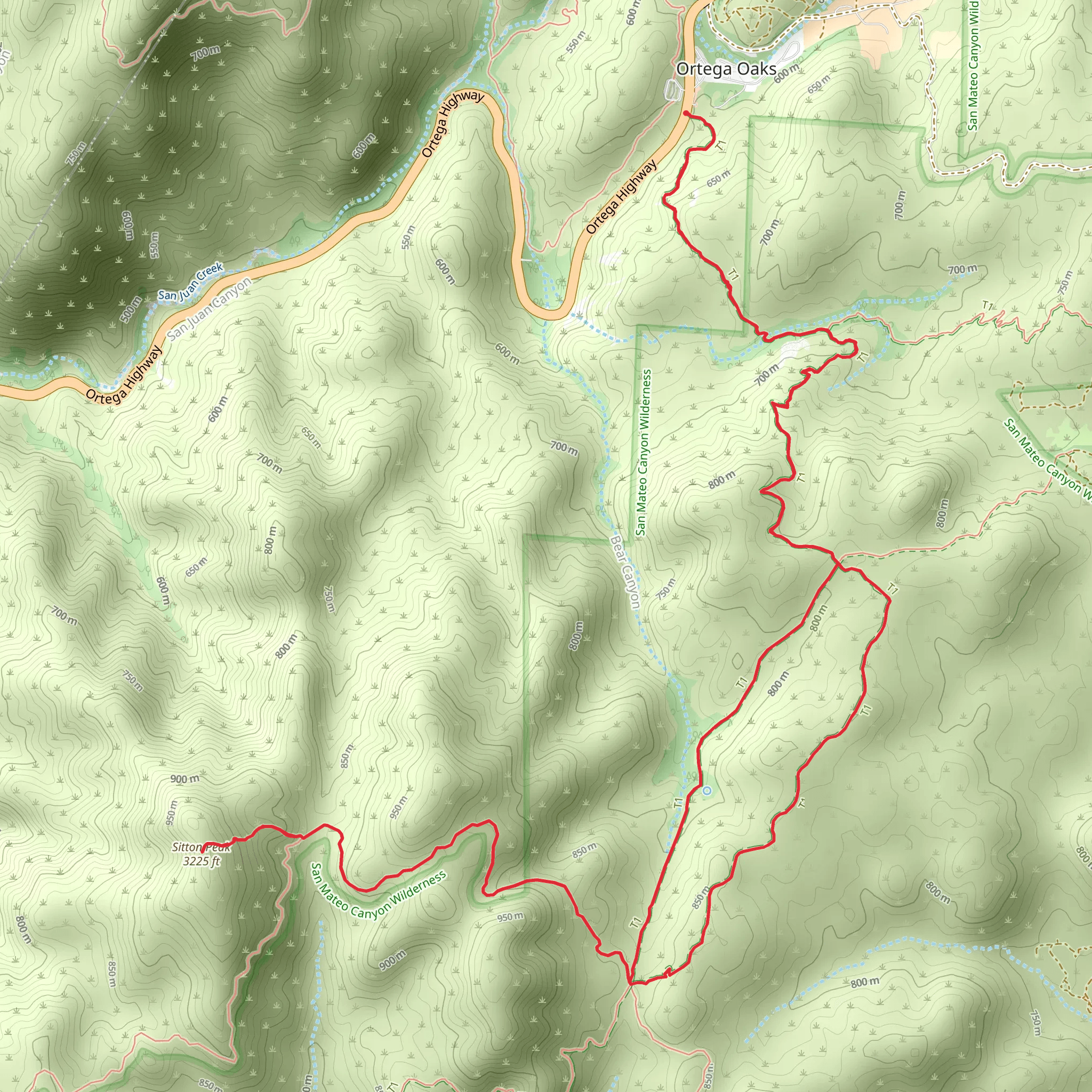Sitton Peak - Bear Canyon - Bear Ridge Loop Trail mobile static map