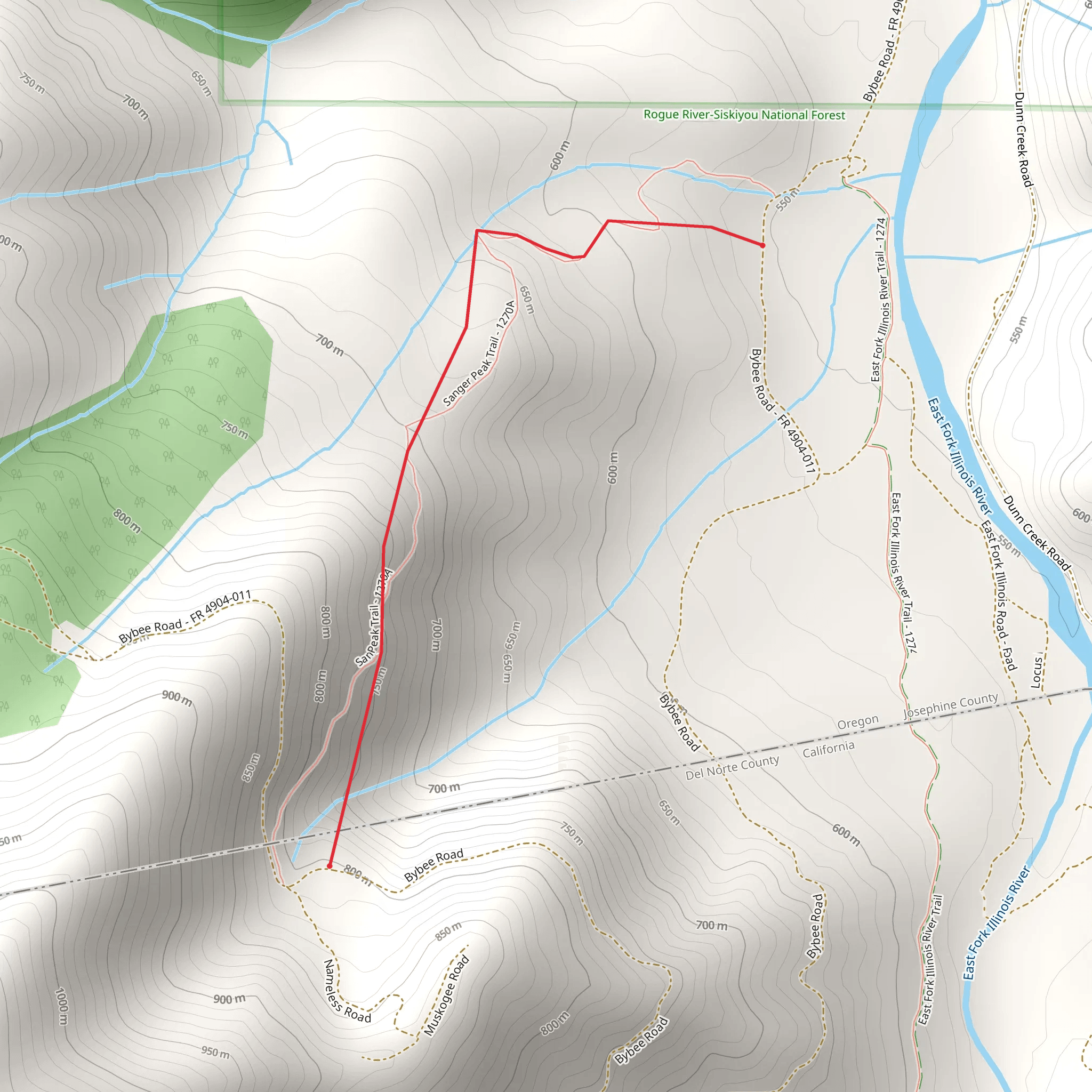 Sanger Peak Trail mobile static map