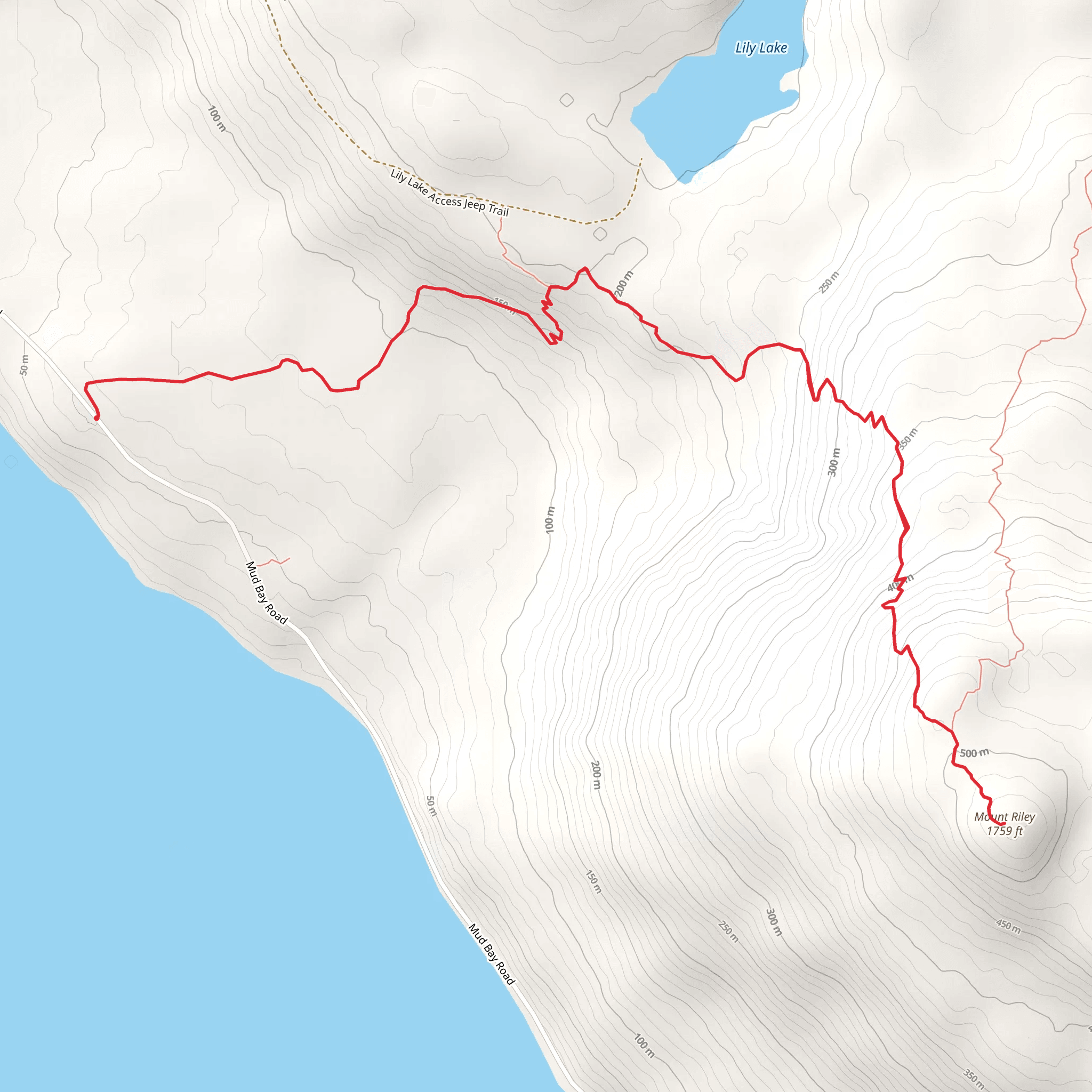 Mount Riley Out and Back Trail mobile static map