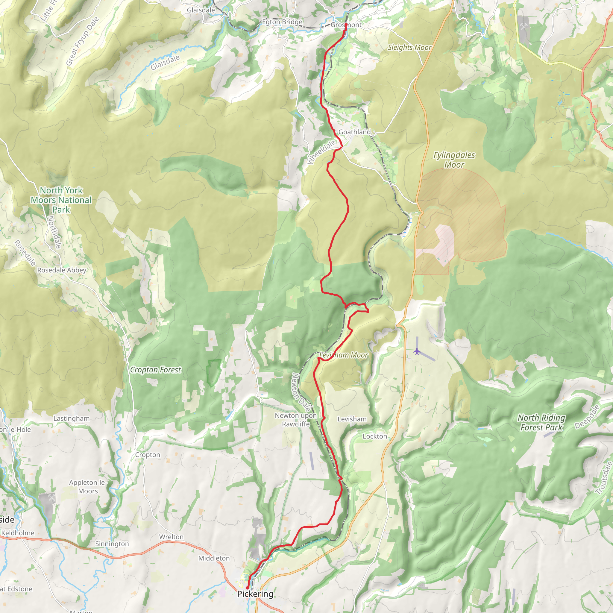 Pickering to Grosmont in North Yorkshire mobile static map