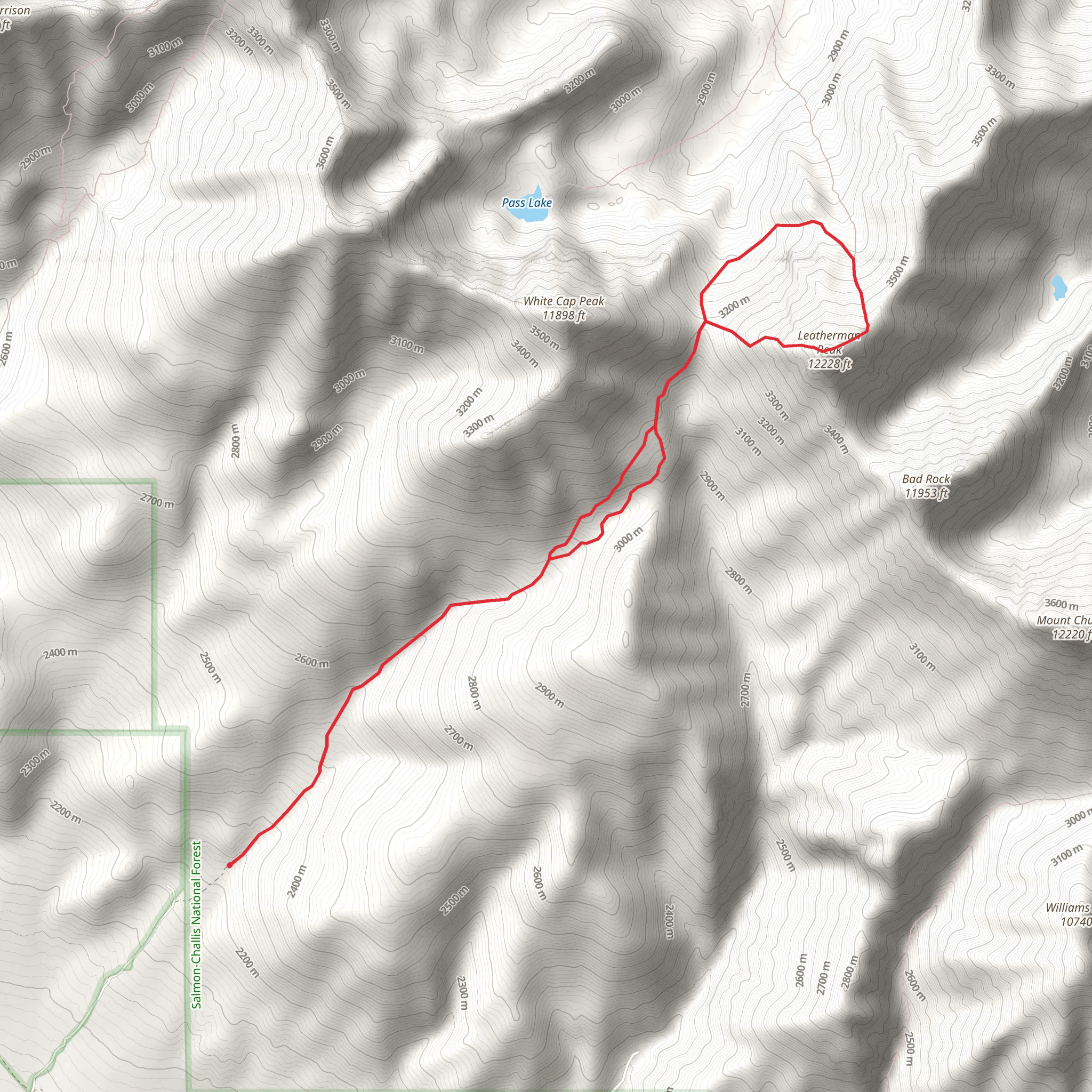 Leatherman Peak and Pass Loop via Sawmill Gulch mobile static map
