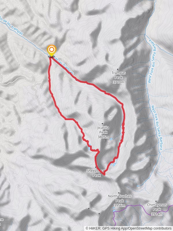 Trampas Lakes, Sheepshead Peak and San Leonardo Lakes Loop Trail mobile static map