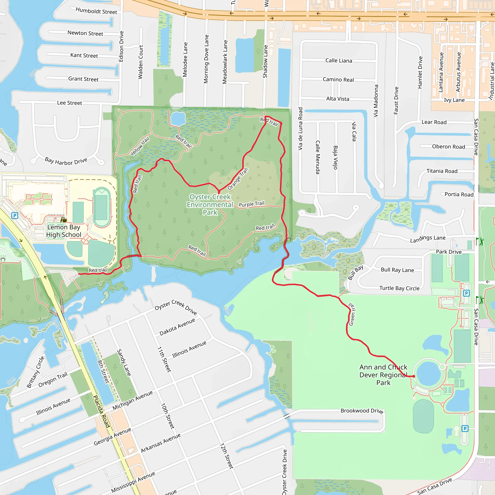 Orange-Red-Green Trail mobile static map