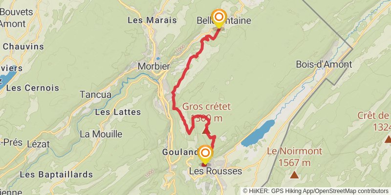 GR 509 - GTJ la Grande Traversée du Jura stage 15 Map