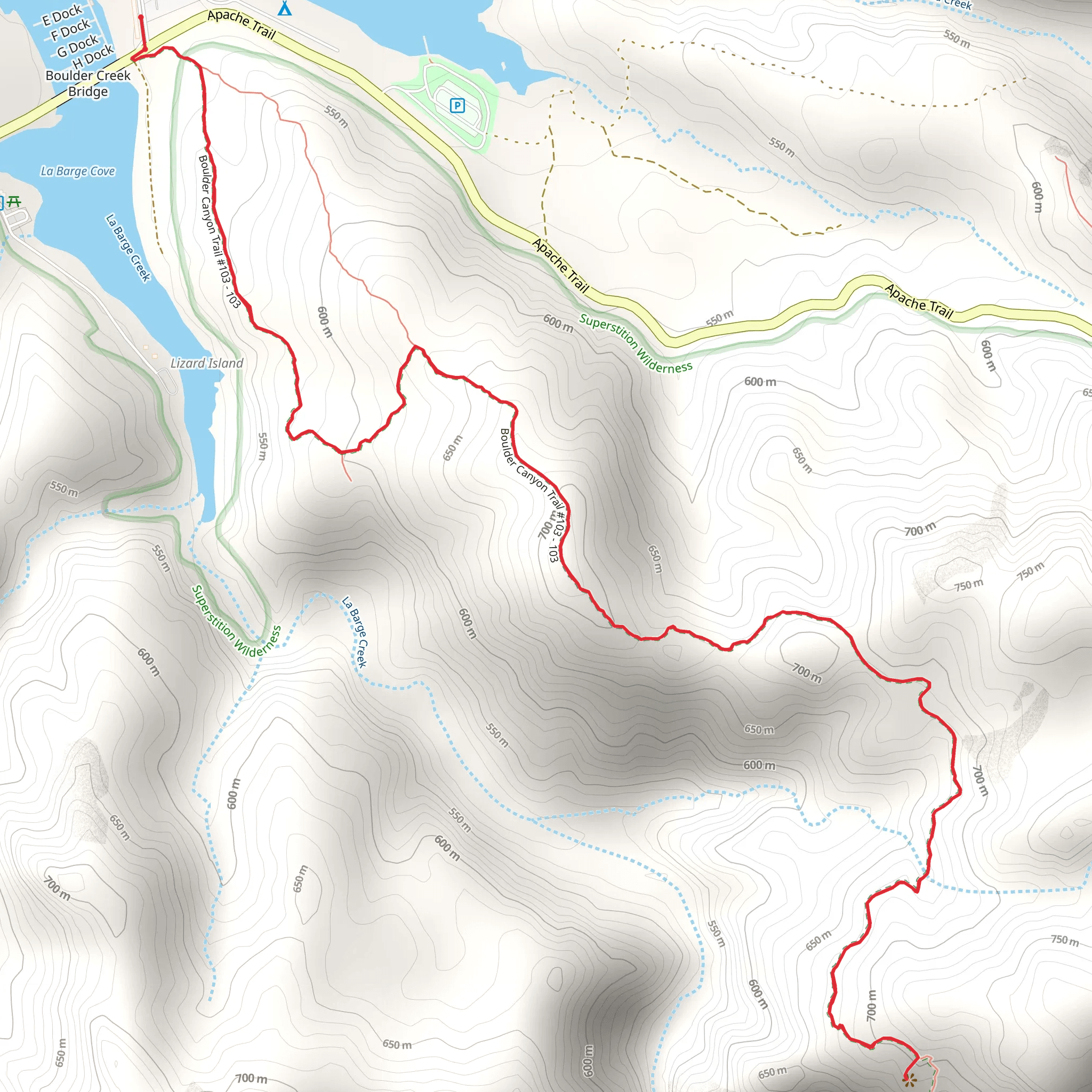 Boulder Canyon Trail mobile static map