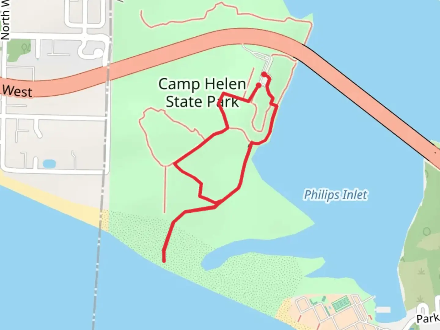 An image depicting the trail Camp Helen State Park Short Loop and its surrounding area.